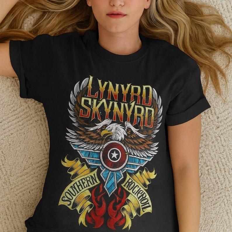 

Lynyrd Skynyrd Shirt Southern Rock Band Tee Vintage Eagle Graphic T-Shirt Unisex T-Shirt S