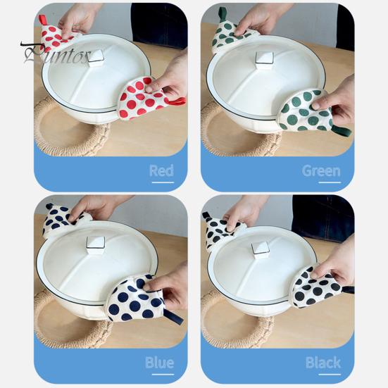 Scald-Proof Pot Handle Cover Triangle Cotton Heat Resistant Dot Print Hanging Loop Sleeve Thick Mini Kitchen Griddle Frying Pan Lid Grip Holder