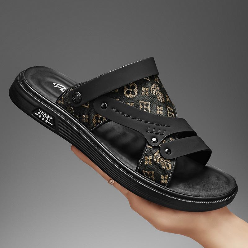 Sandals Men's Summer Non-slip Thick-soled Beach Shoes Soft-soled Father Wear Breathable Dual-purpose Vietnamese Cold Slippers Have No Taste
