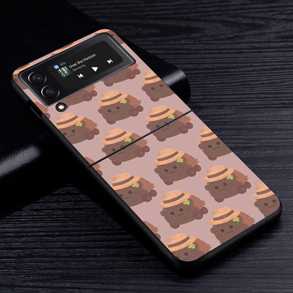PUI PUI MOLCAR Cute Case for Samsung Galaxy Z Flip4 Flip3 5G PC Hard Cell Phone Shell Z Flip 4 3 Black Coque Zflip4 Zflip3 Cover