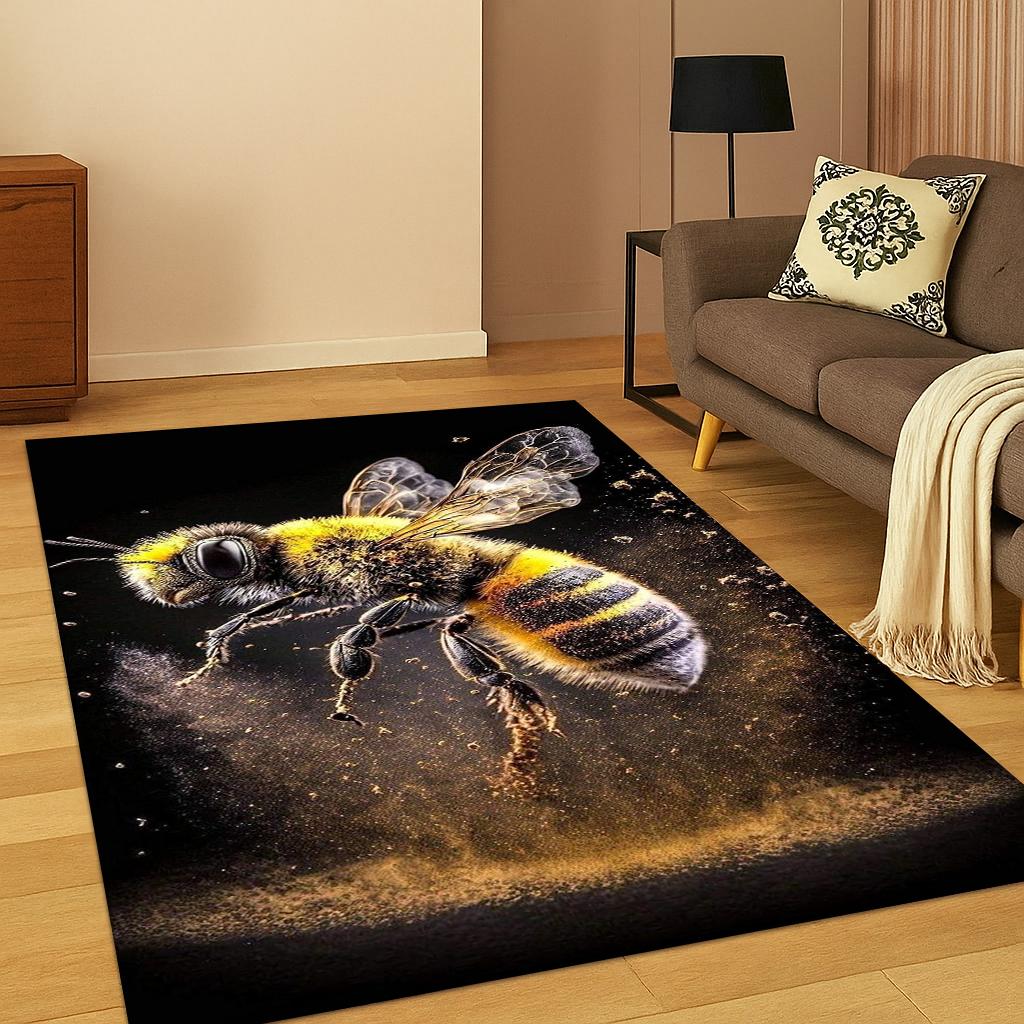 3D Insect Cartoon Bee Cute Carpet Rug Mat for Home Bedroom Living Room Sofa Doormat Kitchen Decor,Kid Play Non-slip Area Rug
