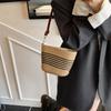 Straw Bucket Small Bag Women's 2025 New Striped Contrasting Woven Bag Versatile Foreign Style Shoulder Messenger Bag