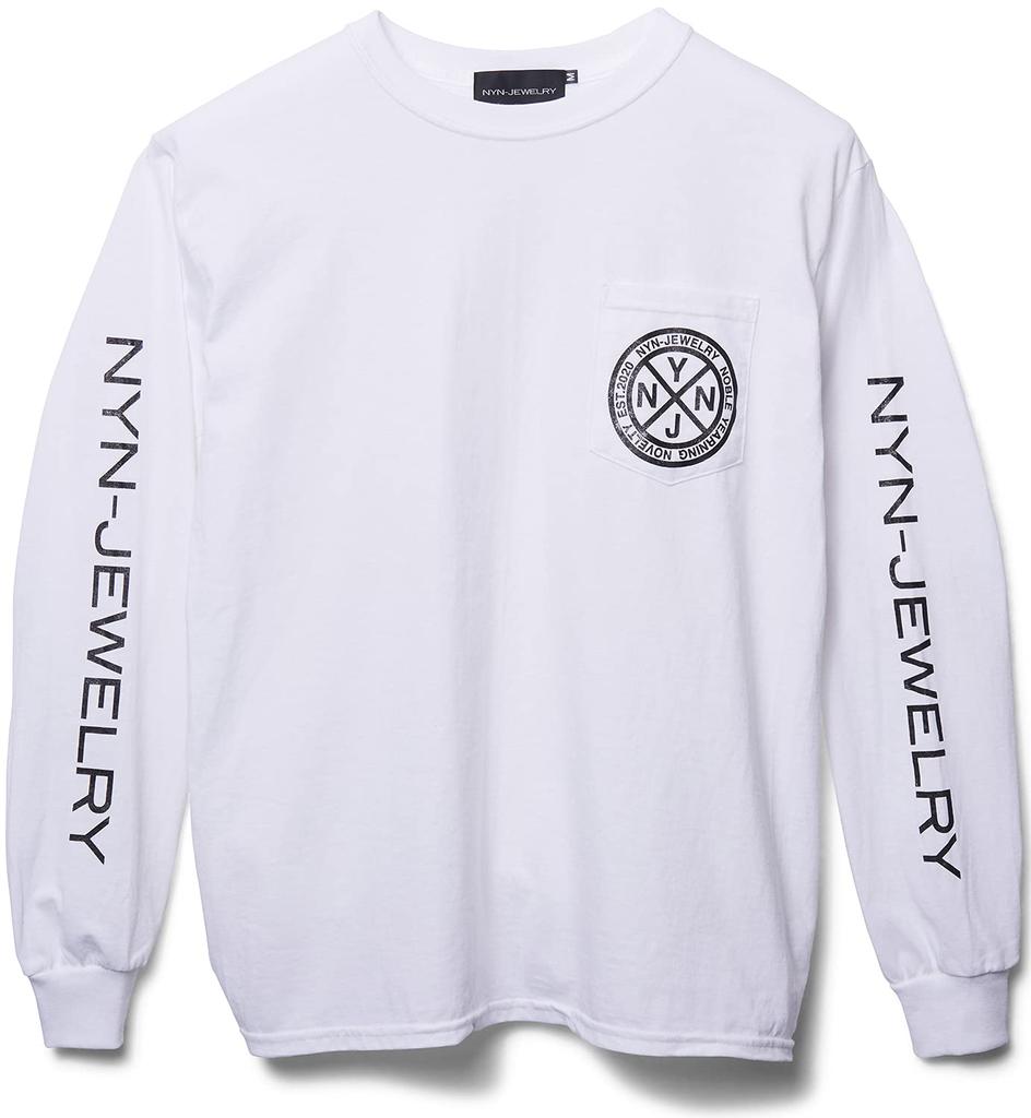EMBLEM TEE Long Sleeve Oversized NYN-JEWELRY L/S Men's T-Shirt, (L, WHT)