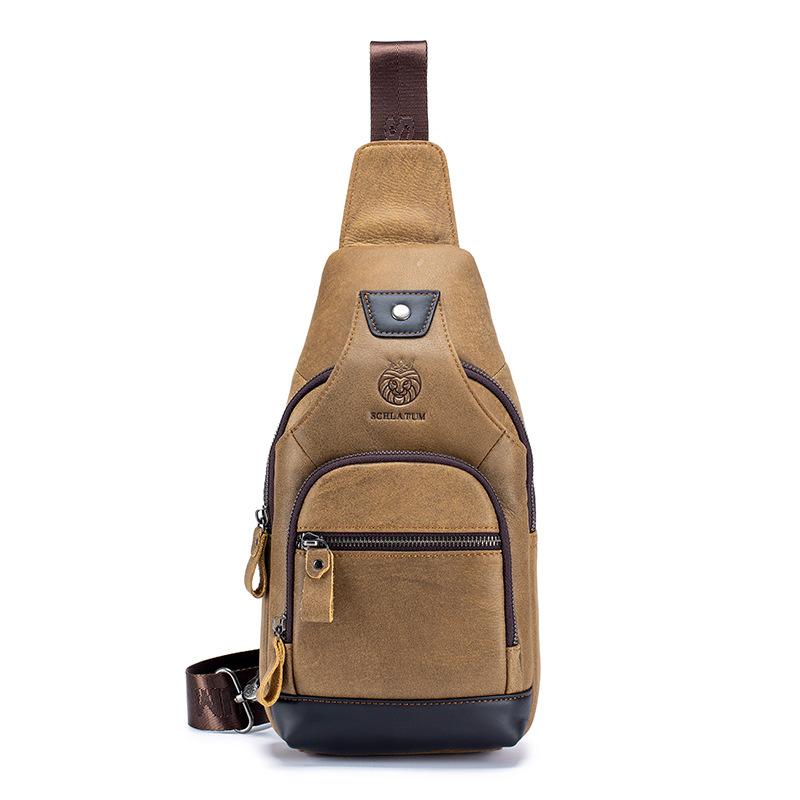 

Сумка кроссбоди из натуральной кожи для мужчин, мужская сумка кроссбоди спереди в тон из коровьей кожи коричневый