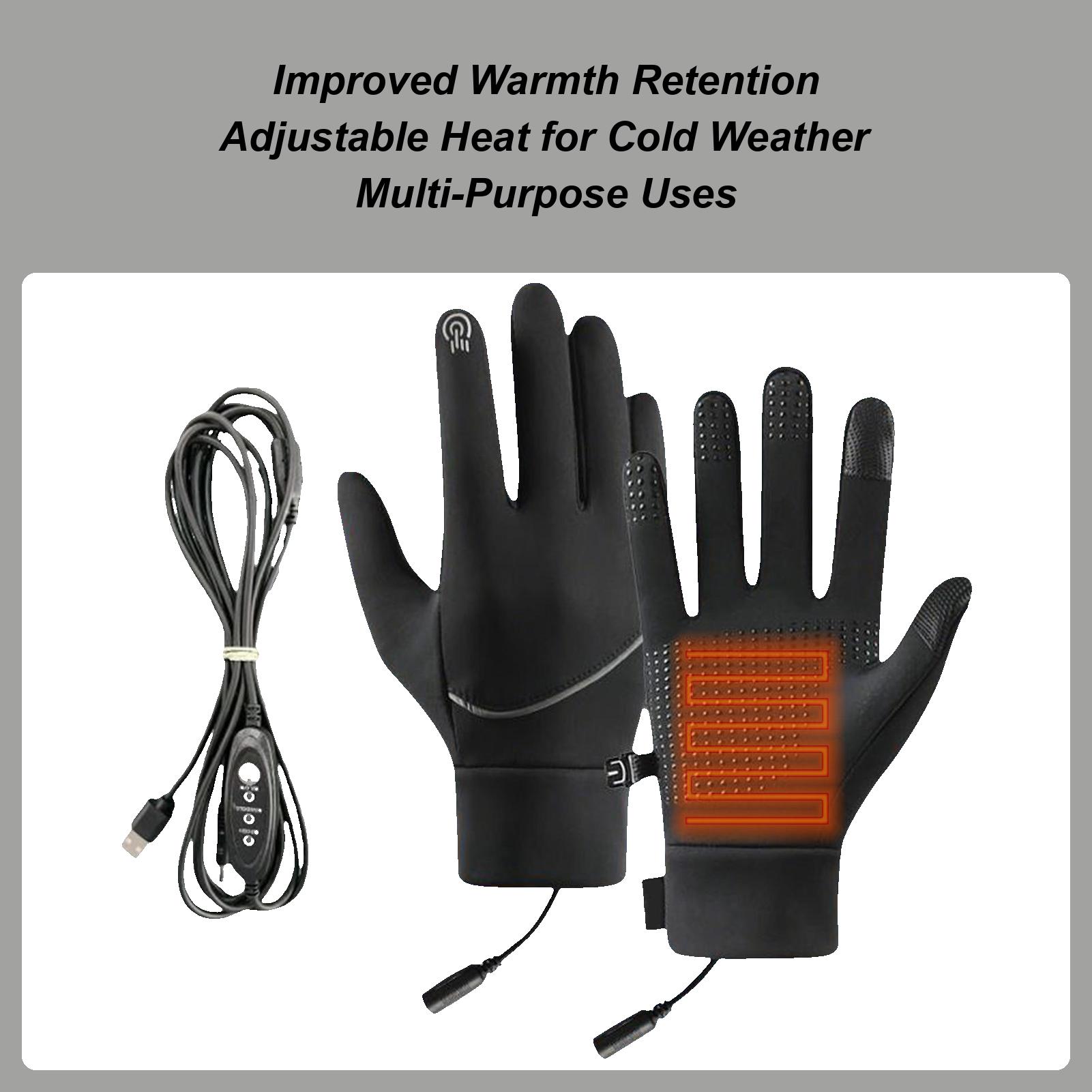 m/l/xl USB Heated Gloves Full Finger Gloves Waterproof Heated Thermal Gloves Mitts 3rd Gear Adjustable Temperature For Men Women M
