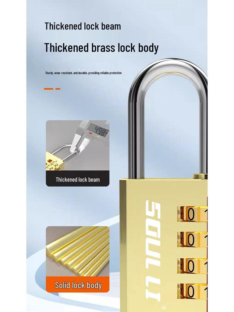 Solid Copper Waterproof Mini Combination Padlock for Suitcases, Dorms, Lockers, and Gyms