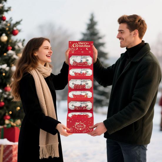 Christmas Cash Gift Envelopes with 6 Slots DIY Money Holder And Gift Card Organizer Holiday Surprise Cash Envelope for Men Women Girls Boys Kids