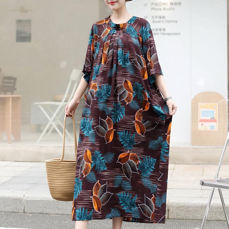 Women's Plus Size Boho Printed Maxi Dress – Oversized Summer Dresses with Pockets