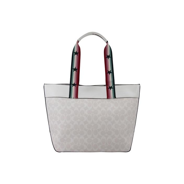 Coach X Marvel Collaboration Jes 33 Badge Decorated Monogram Coated Canvas And Leather Tote Bag Women Tote Bags White 2539-SVCAH