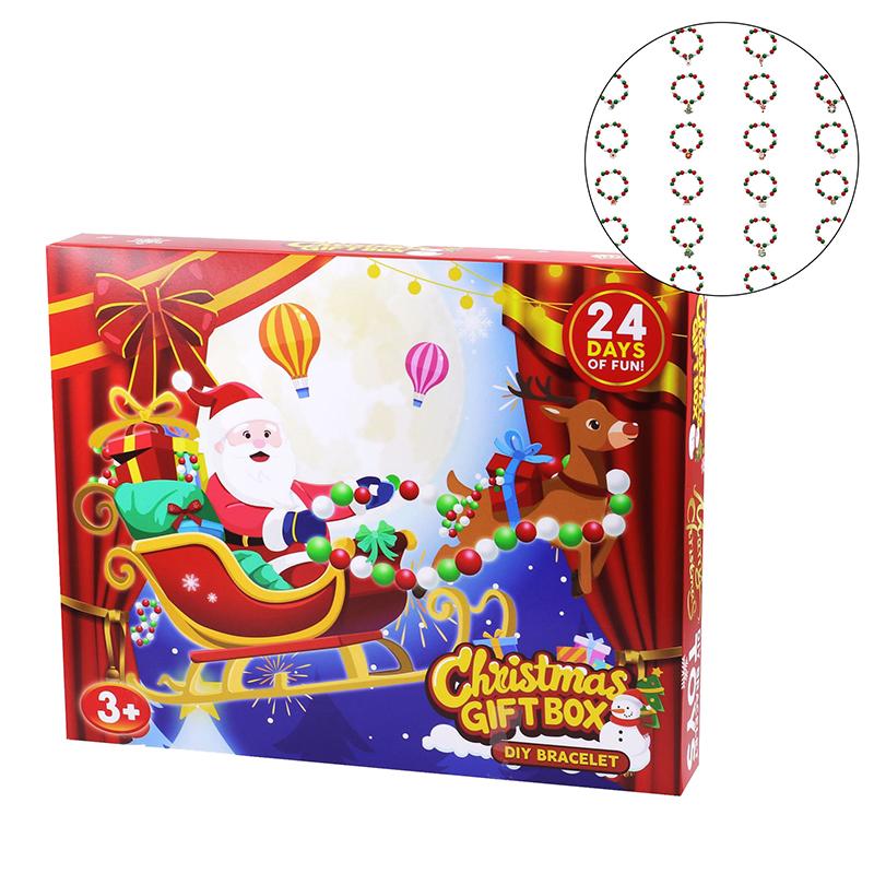 Christmas Advent Calendar Bracelets Set,24 Days Christmas Countdown Advent Calendar Charm Bracelet Gift With 24 Bracelets