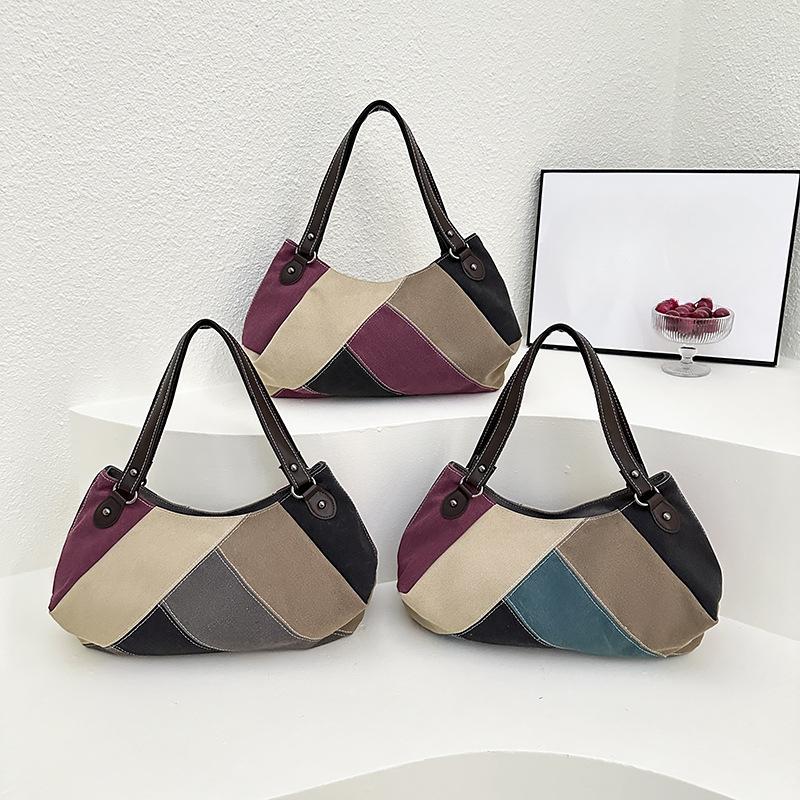 Fashionable and Color-blocked Underarm Bag Casual Large-capacity Single-shoulder Bag