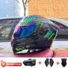 Full Face Motorcycle Helmet With Dual Visor Winter Warm Lining Bluetooth Slot Scooter Riders Men Women All Season