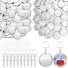 100Pieces Craft Keyrings Supplies with 100Pcs 58mm Button Badge for Making Key Holder Keychains Bag Luggage Decoration