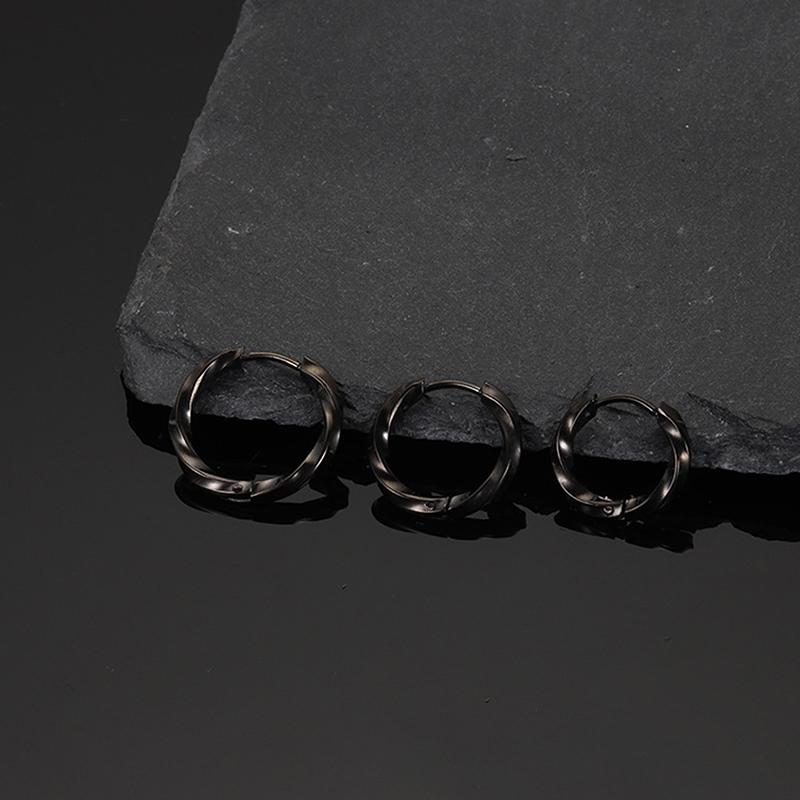 1 Coppia Nero Argento Oro Tonalità Acciaio Inossidabile Cerchio Orecchini Cerchio Rotondo Orecchino Uomo Donna Taglia Grande Iperbole Gioielli 10-14Mm