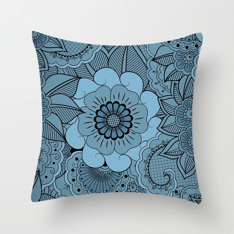 Household Stitching Colorful Mandala Printed Pillow Cover Bedroom Sofa Cushion Peach Leather Velvet Cushion Cover