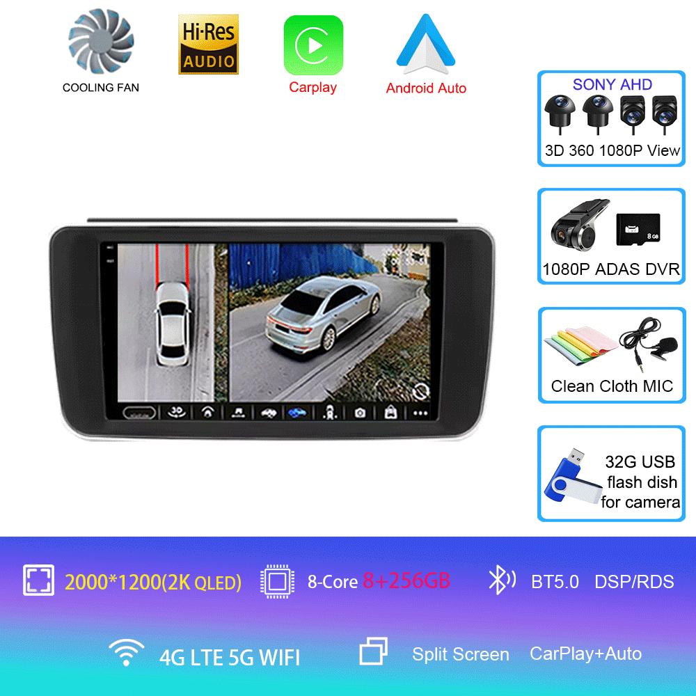 Android 14 For Nissan Leaf ZE1 2017 - 2024 Octa-Core HU 4G Car Radio Multimedia Video Player Navigation GPS 360 camera Wifi