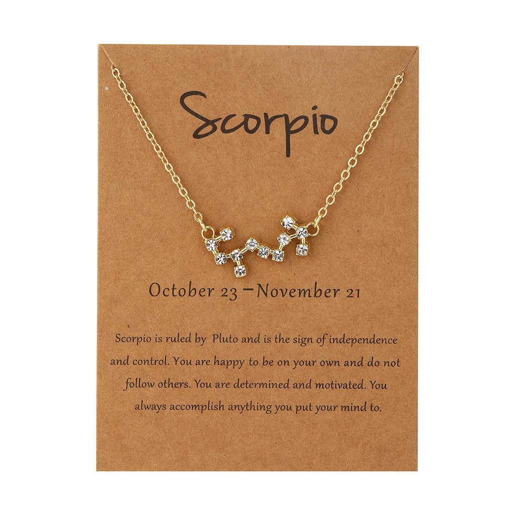 Necklace for Women Zodiac Card Pendant Necklace Ins Simple Personalized Collarbone Chain with Diamond Constellation Necklace Elegant Necklace