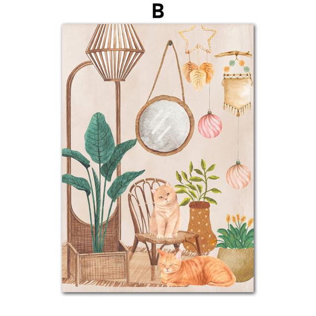 Modern Nordic Boho Monstera Vase Plantain Houseplant Wall Art Canvas Painting Posters And Prints Pictures For Living Room Decor