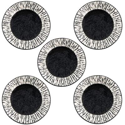 Geschirr Ost Kleiner tiefer Teller 12cm Öltropfen Schwarz Teller 5er Set Japanisches Geschirr Café-Geschirr Bohnenteller Sojasaucen-Teller Eingelegtes-Teller (Klein