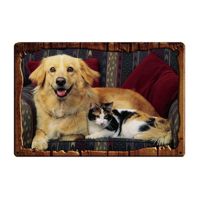 Dog Rules Bulldog Boxer Beagle Great Dane Metal Signs Lovely Tin Poster Home Decor Pub Bar Garden Wall Art Iron Tin Painting