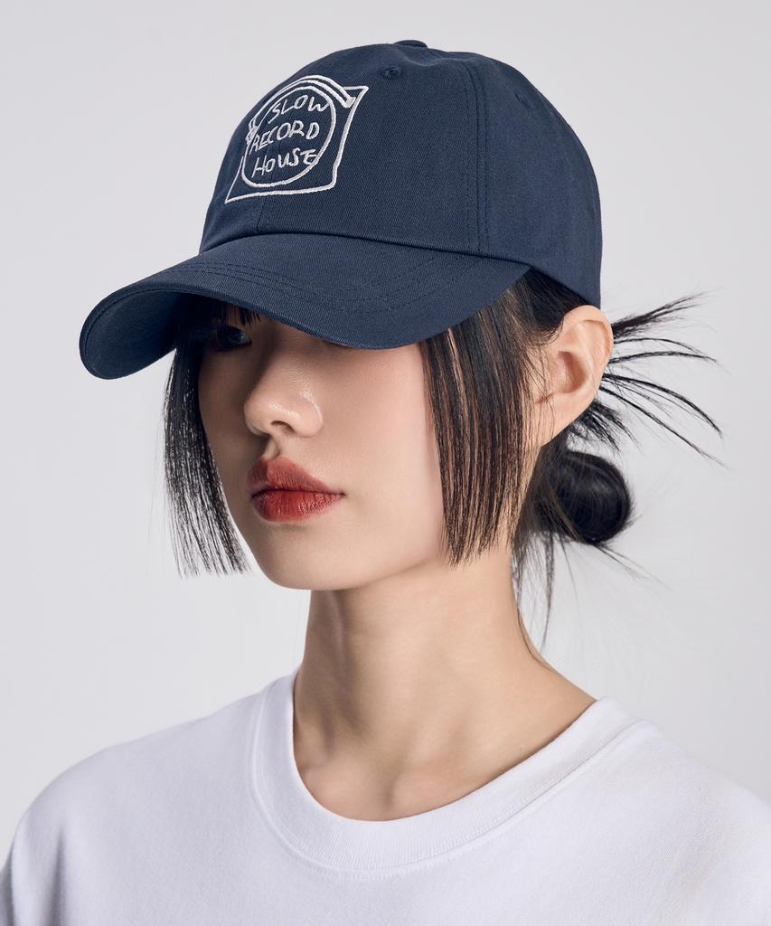 SLOW RECORD HOUSE Record Cotton Ball Cap_Navy