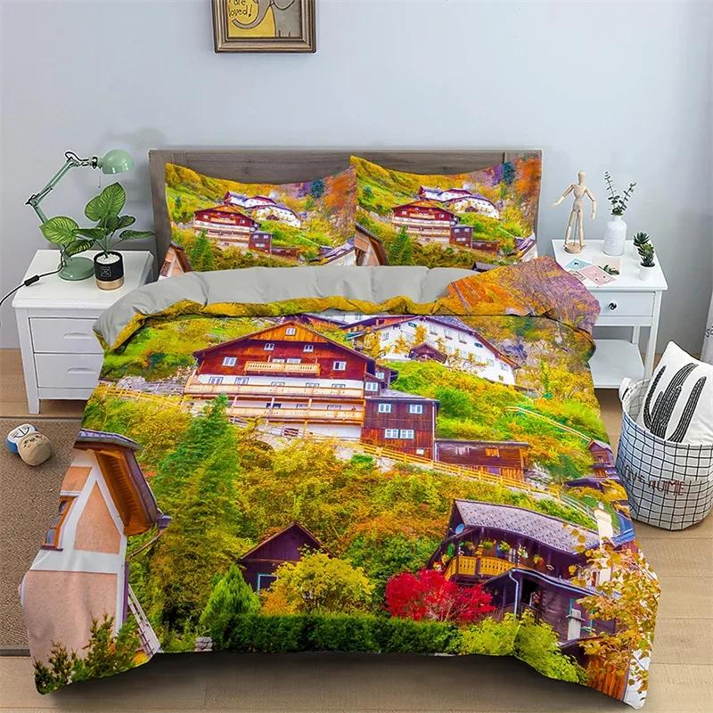 Comforter Natural Landscape Single Twin King Waterfall Bedding Set Polyester Mountains River Comforter For Boys Girl
