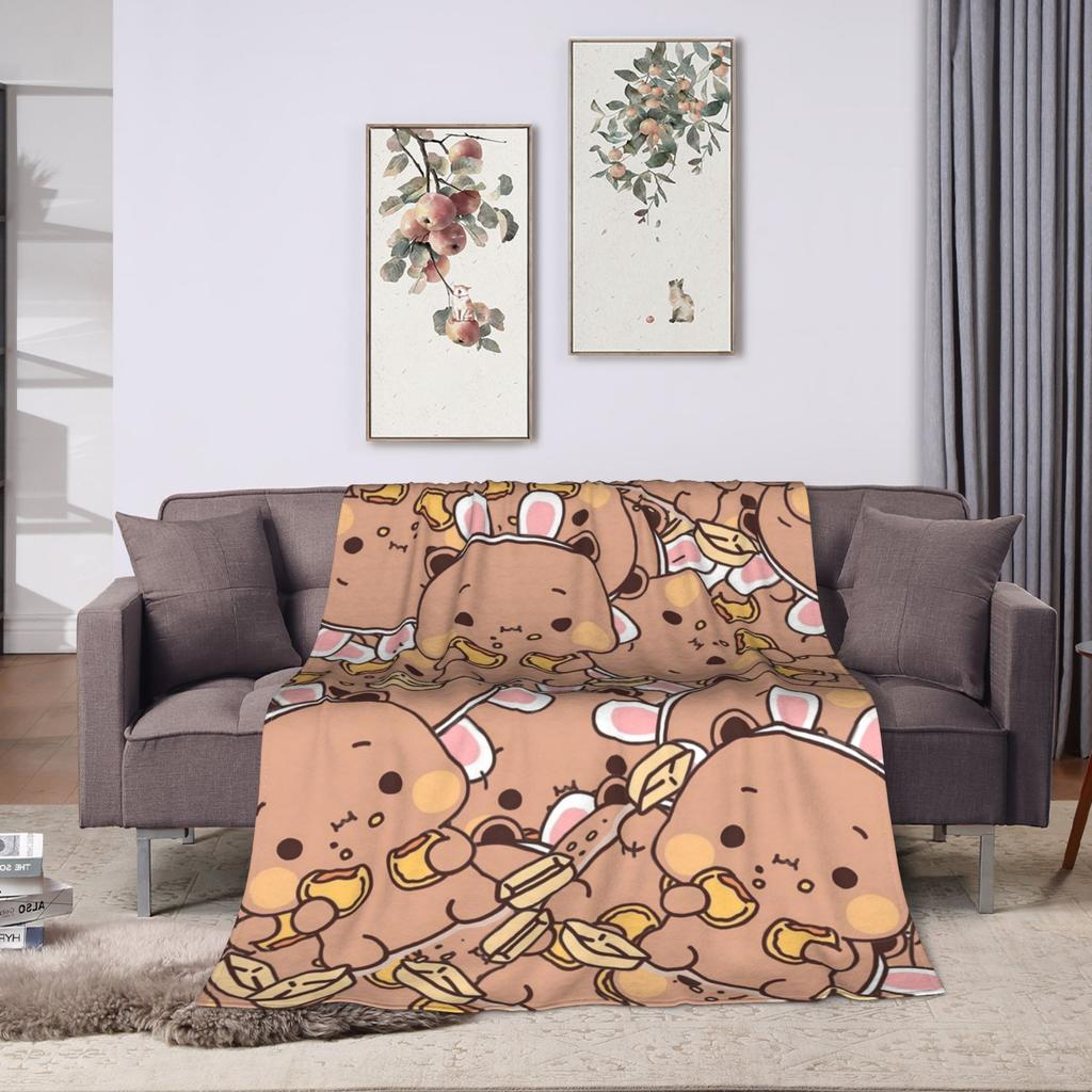 Bear Cartoon Cute Bubu Dudu Blanket Flannel Print  Portable Ultra-Soft Throw Blanket for Home Travel Bedspread