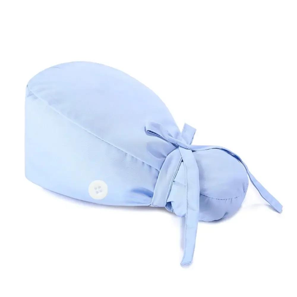 Adjustable HeadCover With Sweatband Men Women Bouffant Hat Pure Colour Cotton Hats Surgical Scrub Cap