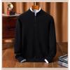 Men Half High Collar Zipper Warm Knitted Pullover Sweater