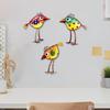 3 Stück Holzvögel Wandkunst Dekor, Bunte Vogel Wandbehänge, Lustige Vogel Wandskulptur, Boho Bauernhaus Wanddekorationen für Außen Garten Hof