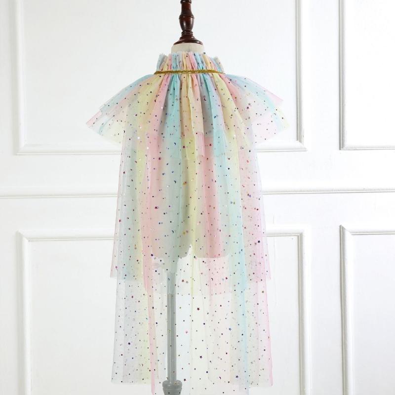 Princess Cape, Colorful Princess Cloak Girls Glittering Princess Dress Up Cape