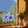 Colorful Purple Flower Home Beautification and Decoration Glass Doors and Windows Static Window Stickers