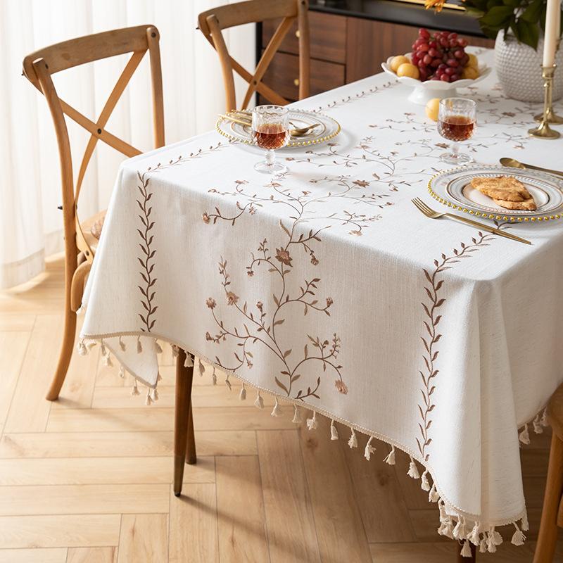 Modern Minimalist Waterproof Linen Tablecloth Rectangle Coffee Desk Table Cover White Fresh Style