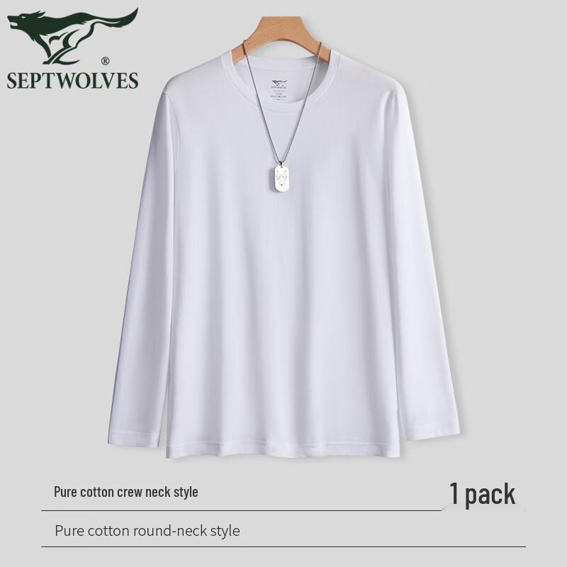 

Septwolves Men s 100% Cotton Long Sleeve Round Neck T-Shirt 3XL (185)