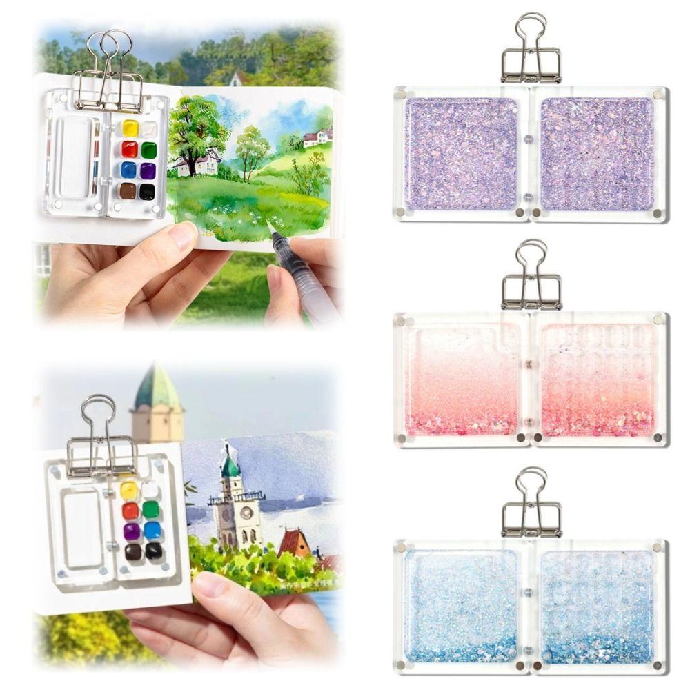 Quicksand Watercolor Paint Palette Magnetic Travel Painting Tray Paint Pigment Box Travel