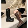 Star Boots of the Same Style 2025 Winter New Retro Belt Buckle Knight Boots Women's Small Cowhide Boots