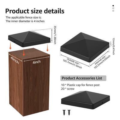 10/20PCS Wood Fence Post Covers Sturdy Plastic Deck Post Cover Waterproof Deck Post Caps for Protecting Garden Fence Ornaments