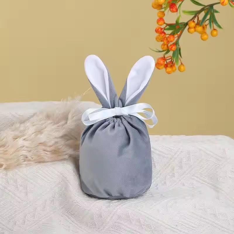 Rabbit Ears Gift Bag Easter Decoration Velvet Bag Chocolate Candy Drawstring Bag Home Baby Shower Birtyday Wedding Party Decor