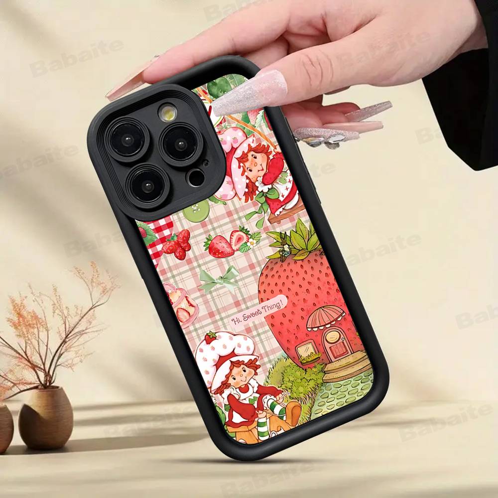 Girl Pink Strawberry S-Shortcake TPU Phone Cover For Iphone 17 16 15 14 13 12 11 Pro Max Plus Case Cover