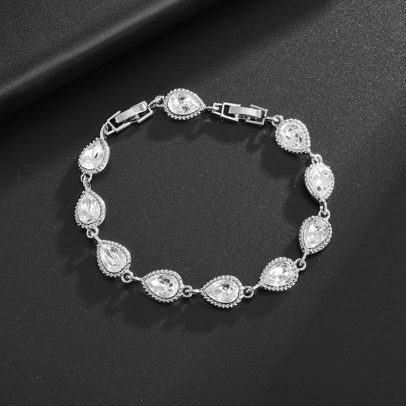 Fashion Trend Women's Simple Inlaid Rainbow Gemstone Bracelet Light Luxury High-end Hand Jewelry