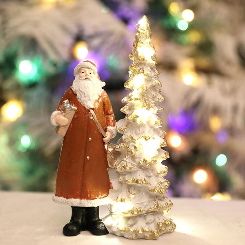 Christmas Figurine Figure Decors Resin Santa Clauses Statue Christmas Decorative Figurines Centerpieces for Holiday