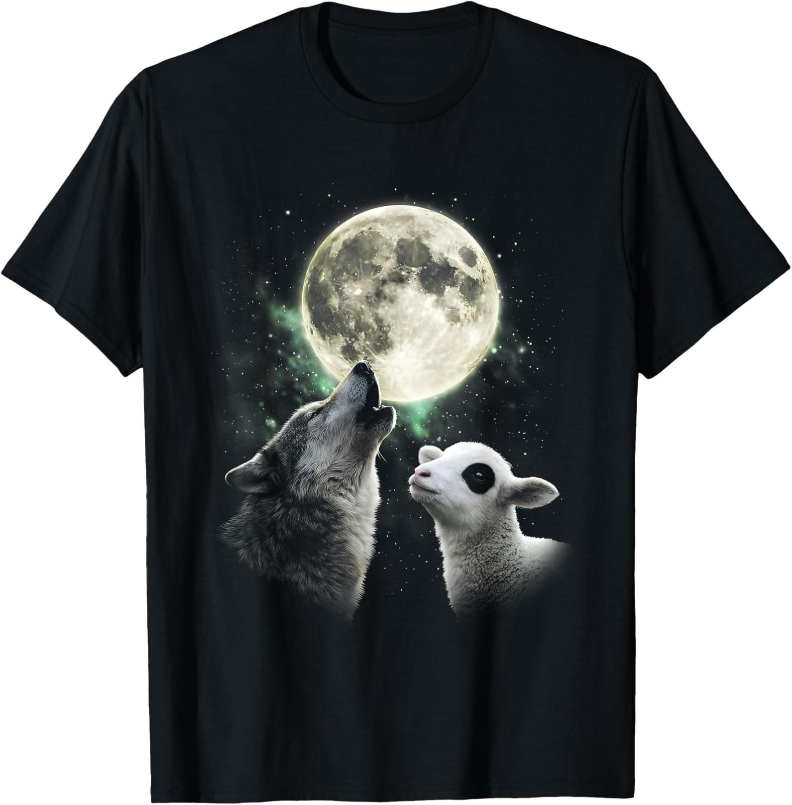 Wolf Lamb Meme Shirts Wolf Lamb Howling At The Moon T-Shirt Gift Size S-4XL S разноцветный
