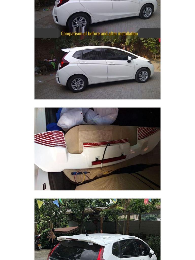 For Honda Fit 2014-2020 Rear Spoiler No-Drill RS Roof Spoiler with Light GK5