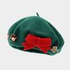 Women S Christmas Style Beret Bow Decorated Winter Autumn Warm Hat