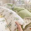 Class A Maternal Infant Grade Small Fresh Super Soft Bubble Cotton 4-Pcs Set Washed Cotton Quilt Cover Dormitory 3-Pcs Set Bed Hat