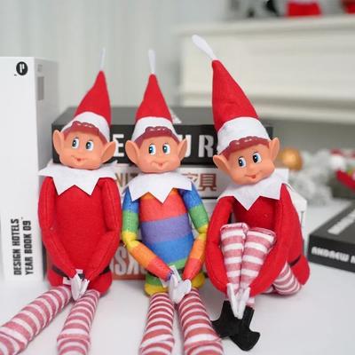 42CM Christmas Elf Doll Pendant Novelty Long Bendy Naughty Boy Elf Fairy Doll Desk Ornaments Home Xmas Tree Decor Kids Gifts