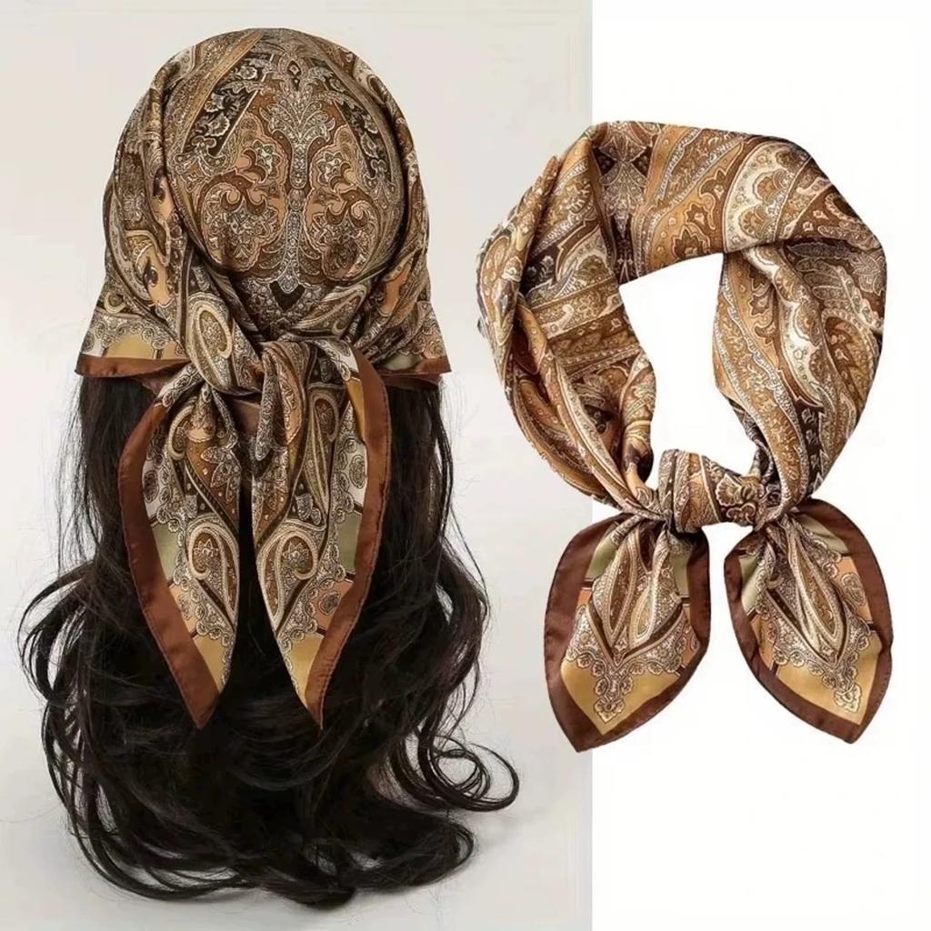 Fashion Luxury 70Cm Silk Square Scarf Women Satin Neck Tie Female Hair Bandana Headkerchief Shawl Wrap Hijab Echarpe