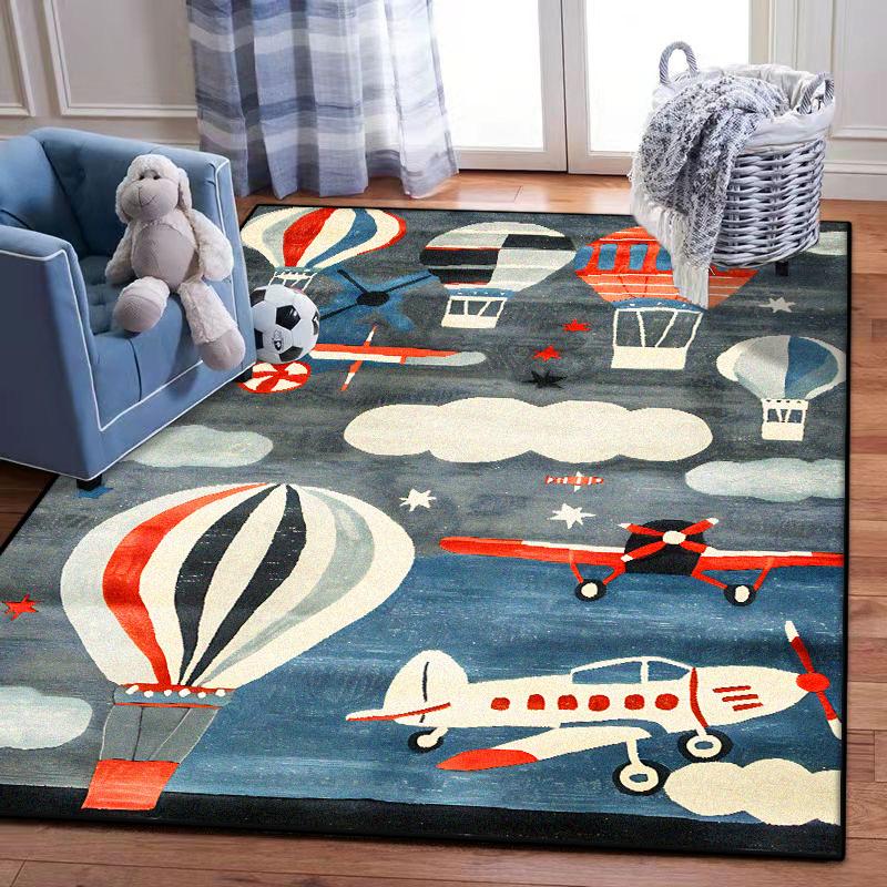 3D Cartoon Hot Air Balloon Rug Area Carpet for Living Room Kids Bedroom Sofa Kitchen Decorate Child Non-slip Floor Mats Washable