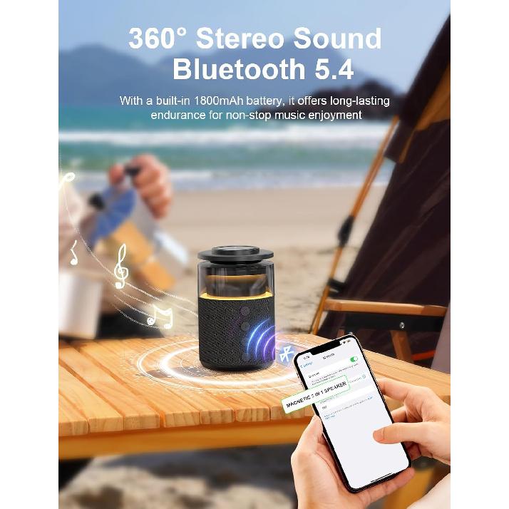 5-in-1 Wireless Charging Station with Bluetooth Speaker,Magnetic Charger with Night Light,Charger Stand with 33W Adapter Compatible with Apple