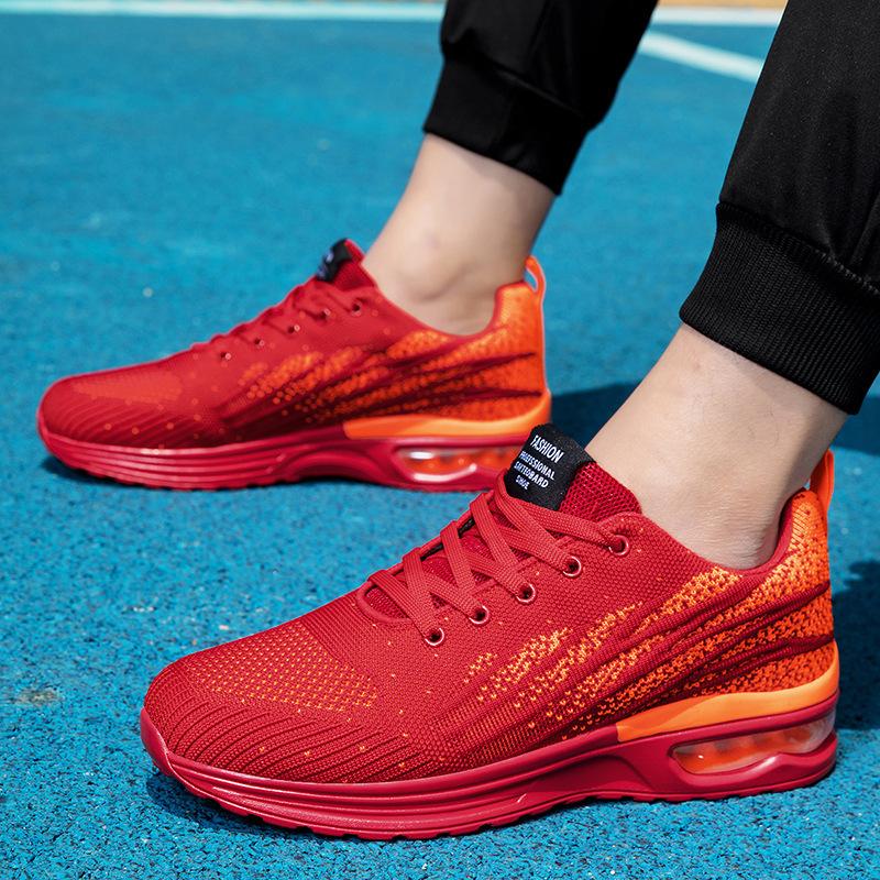 Plus Size 37-47 Sneakers Men Women Comfort Air-cushion Running Sports Shoes Breathable Knitted Trainers for Jogging Training